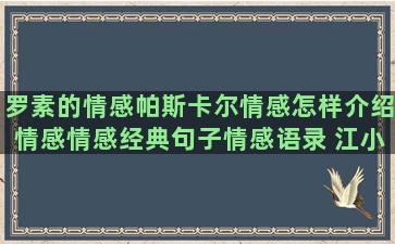 罗素的情感帕斯卡尔情感怎样介绍情感情感经典句子情感语录 江小白